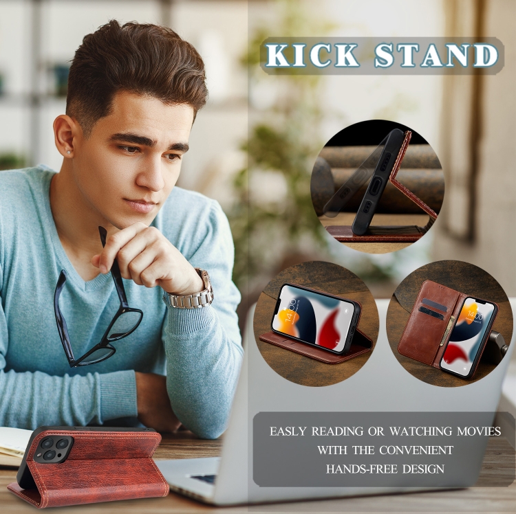 For iPhone 13 Pro Vintage Bark Texture Wallet Leather Phone Case (Brown)