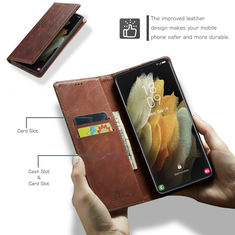 For Samsung Galaxy S21+ 5G Vintage Bark Texture Wallet Leather Phone Case(Brown) For Samsung Galaxy S21+ 5G Vintage Bark Texture Wallet Leather Phone Case(Brown)
