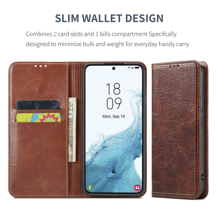 For Samsung Galaxy S22 5G Vintage Bark Texture Wallet Leather Phone Case(Brown) For Samsung Galaxy S22 5G Vintage Bark Texture Wallet Leather Phone Case(Brown)