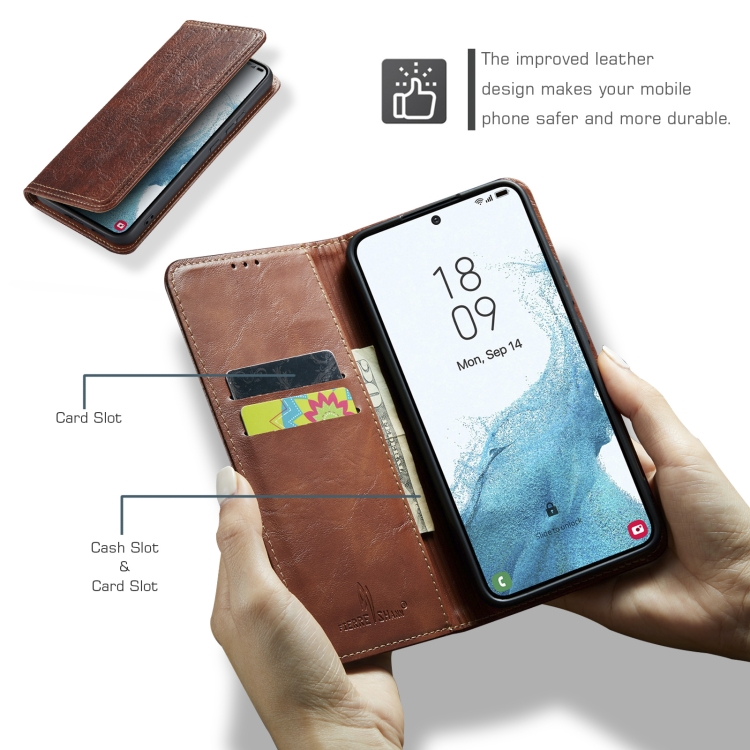 For Samsung Galaxy S22 5G Vintage Bark Texture Wallet Leather Phone Case(Brown) For Samsung Galaxy S22 5G Vintage Bark Texture Wallet Leather Phone Case(Brown)
