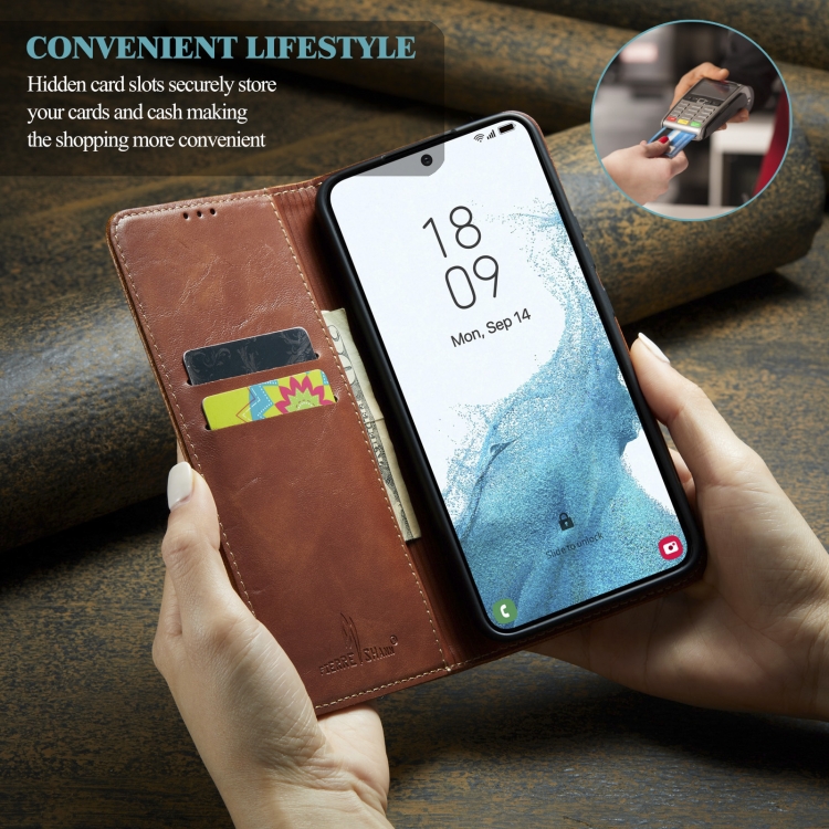 For Samsung Galaxy S22 5G Vintage Bark Texture Wallet Leather Phone Case(Brown) For Samsung Galaxy S22 5G Vintage Bark Texture Wallet Leather Phone Case(Brown)