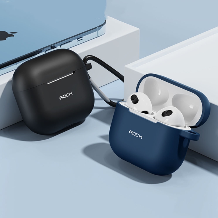 ROCK RPC3013 Silicone Earphone Protective Case with Hook For AirPods 3(Black) ROCK RPC3013 Silicone Earphone Protective Case with Hook For AirPods 3(Black)