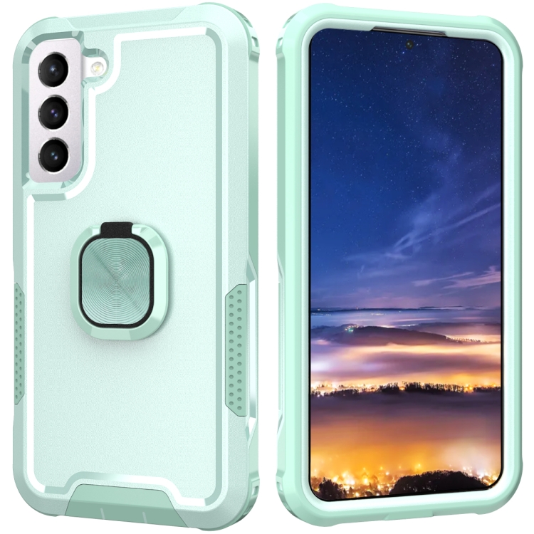 For Samsung Galaxy S22+ 5G 3 in 1 Ring Holder PC + TPU Phone Case(Mint Green) For Samsung Galaxy S22+ 5G 3 in 1 Ring Holder PC + TPU Phone Case(Mint Green)