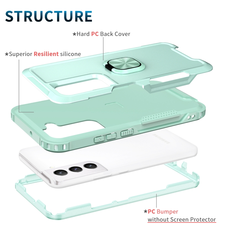 For Samsung Galaxy S22+ 5G 3 in 1 Ring Holder PC + TPU Phone Case(Mint Green) For Samsung Galaxy S22+ 5G 3 in 1 Ring Holder PC + TPU Phone Case(Mint Green)