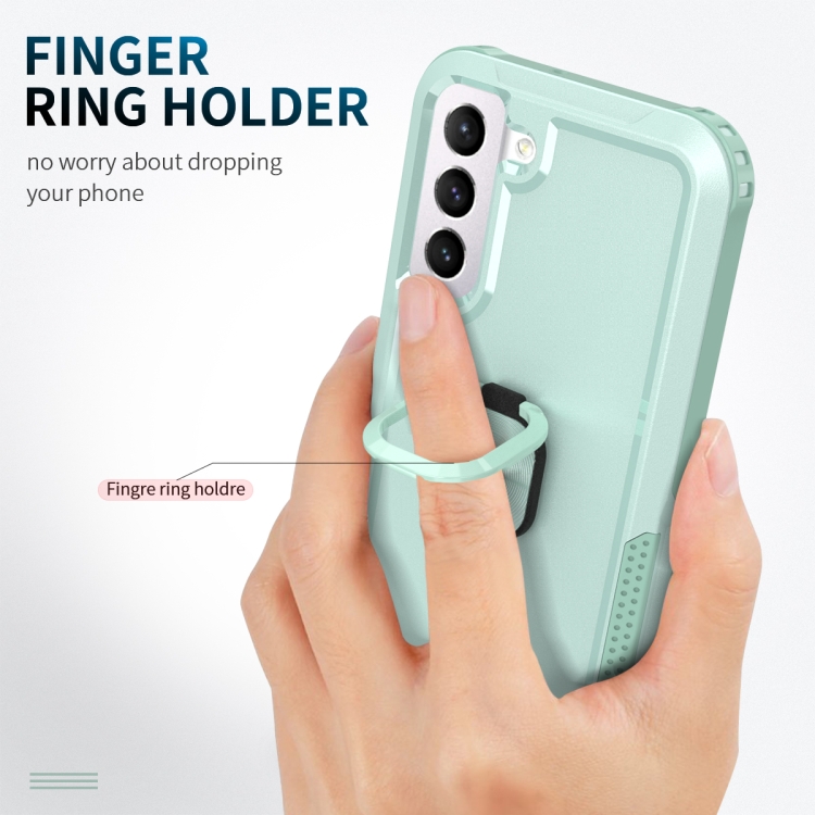 For Samsung Galaxy S22+ 5G 3 in 1 Ring Holder PC + TPU Phone Case(Mint Green) For Samsung Galaxy S22+ 5G 3 in 1 Ring Holder PC + TPU Phone Case(Mint Green)
