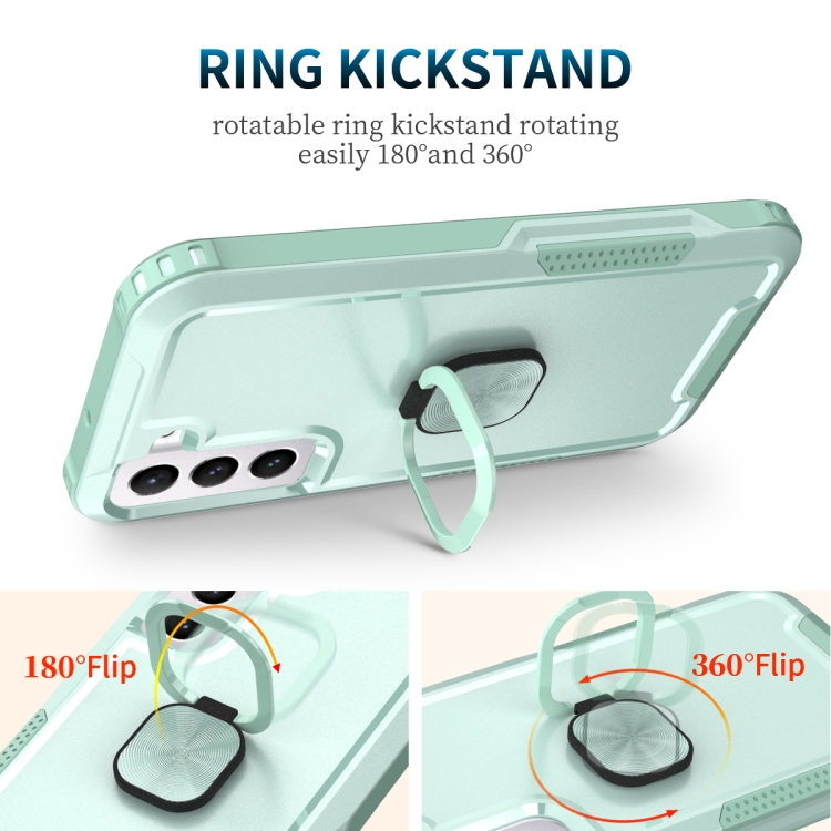 For Samsung Galaxy S22+ 5G 3 in 1 Ring Holder PC + TPU Phone Case(Mint Green) For Samsung Galaxy S22+ 5G 3 in 1 Ring Holder PC + TPU Phone Case(Mint Green)