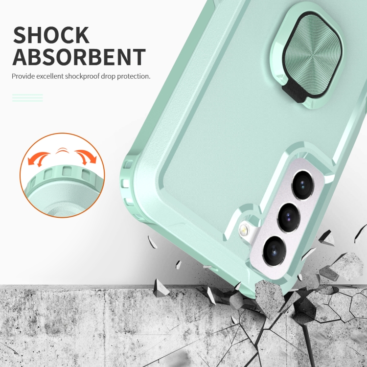 For Samsung Galaxy S22+ 5G 3 in 1 Ring Holder PC + TPU Phone Case(Mint Green) For Samsung Galaxy S22+ 5G 3 in 1 Ring Holder PC + TPU Phone Case(Mint Green)