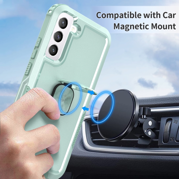 For Samsung Galaxy S22+ 5G 3 in 1 Ring Holder PC + TPU Phone Case(Mint Green) For Samsung Galaxy S22+ 5G 3 in 1 Ring Holder PC + TPU Phone Case(Mint Green)
