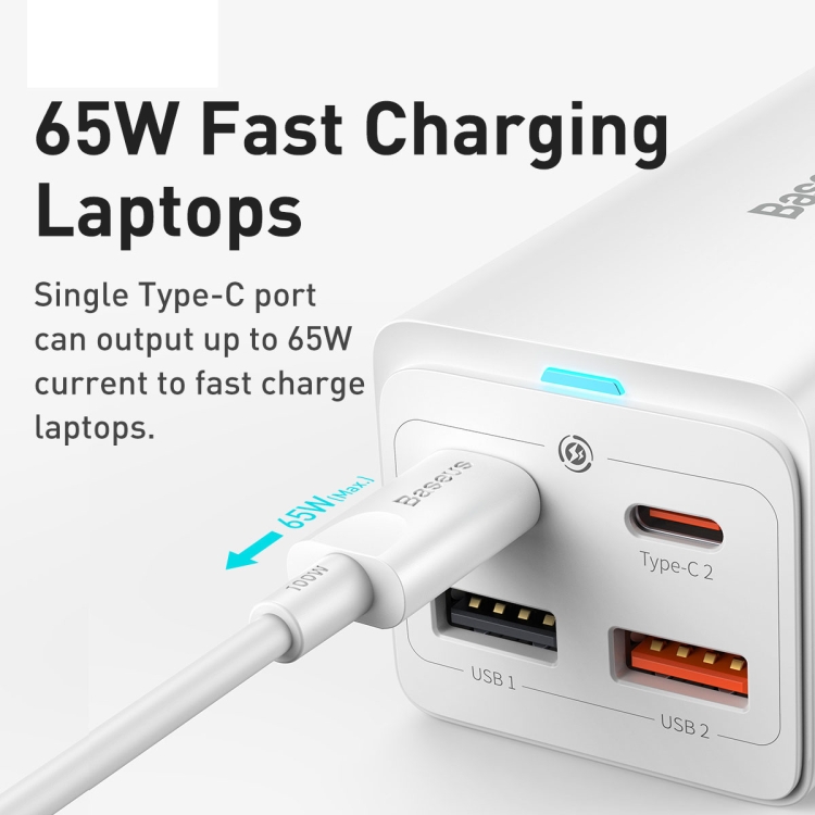 Baseus 65W GaN3 Pro Desktop Power Strip Patch Panel with Type-C Charging Cable, US Plug(White) Baseus 65W GaN3 Pro Desktop Power Strip Patch Panel with Type-C Charging Cable, US Plug(White)