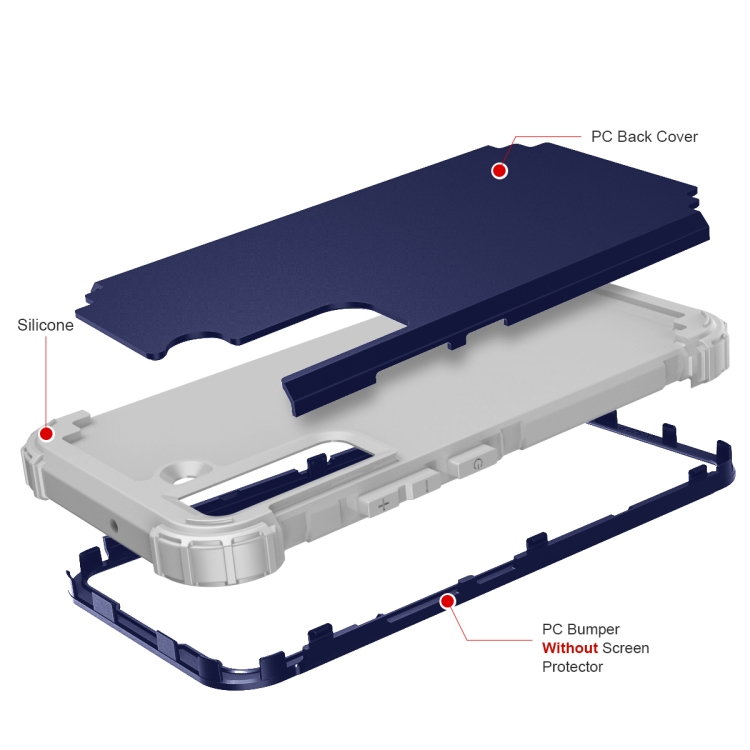 For Samsung Galaxy S22 5G PC + Silicone Phone Case(Navy Blue+Grey) For Samsung Galaxy S22 5G PC + Silicone Phone Case(Navy Blue+Grey)