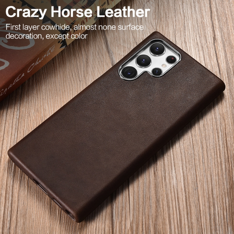 For Samsung Galaxy S22 5G Crazy Horse Cowhide Leather Magnetic Back Phone Case(Coffee) For Samsung Galaxy S22 5G Crazy Horse Cowhide Leather Magnetic Back Phone Case(Coffee)