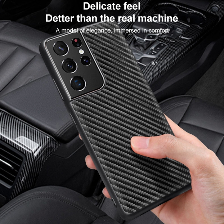For Samsung Galaxy S21 Ultra 5G Carbon Fiber Cowhide Leather Phone Case(Black) For Samsung Galaxy S21 Ultra 5G Carbon Fiber Cowhide Leather Phone Case(Black)