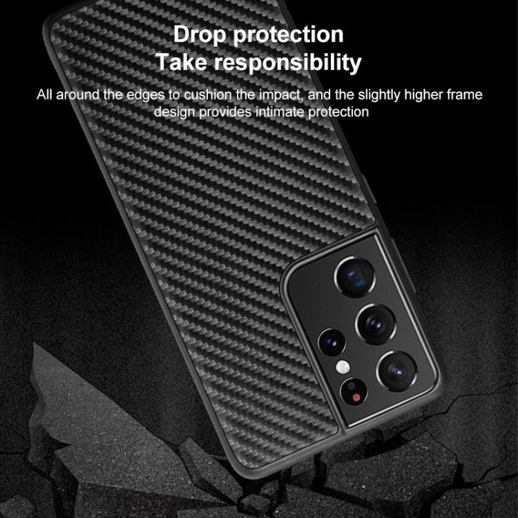 For Samsung Galaxy S21 Ultra 5G Carbon Fiber Cowhide Leather Phone Case(Black) For Samsung Galaxy S21 Ultra 5G Carbon Fiber Cowhide Leather Phone Case(Black)