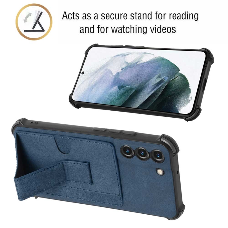 For Samsung Galaxy S22 5G Dream Holder Card Bag Shockproof Phone Case(Blue) For Samsung Galaxy S22 5G Dream Holder Card Bag Shockproof Phone Case(Blue)