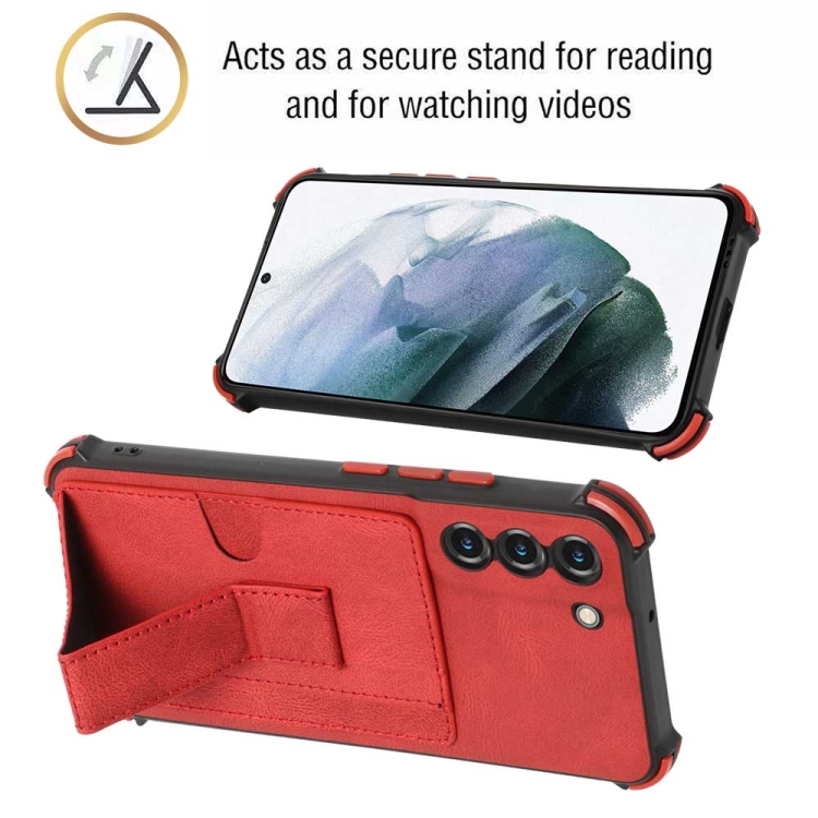 For Samsung Galaxy S22+ 5G Dream Holder Card Bag Shockproof Phone Case(Red) For Samsung Galaxy S22+ 5G Dream Holder Card Bag Shockproof Phone Case(Red)