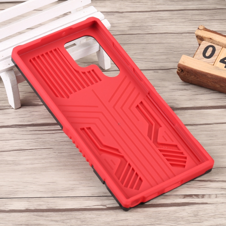 For Samsung Galaxy S22 Ultra 5G Lanyard Mecha Armor Kickstand PC + TPU Phone Case(Red)