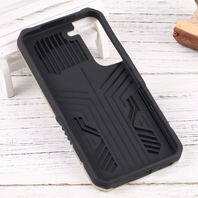 For Samsung Galaxy S22 5G Vanguard Lanyard Kickstand TPU + PC Phone Case(Gold) For Samsung Galaxy S22 5G Vanguard Lanyard Kickstand TPU + PC Phone Case(Gold)