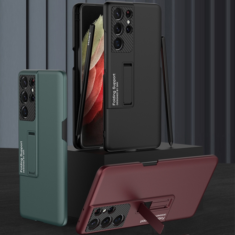 For Samsung Galaxy S21 Ultra 5G GKK Ultra-thin Shockproof Phone Case with Holder & Pen Slots & Stylus Pen(Forest Green) For Samsung Galaxy S21 Ultra 5G GKK Ultra-thin Shockproof Phone Case with Holder & Pen Slots & Stylus Pen(Forest Green)