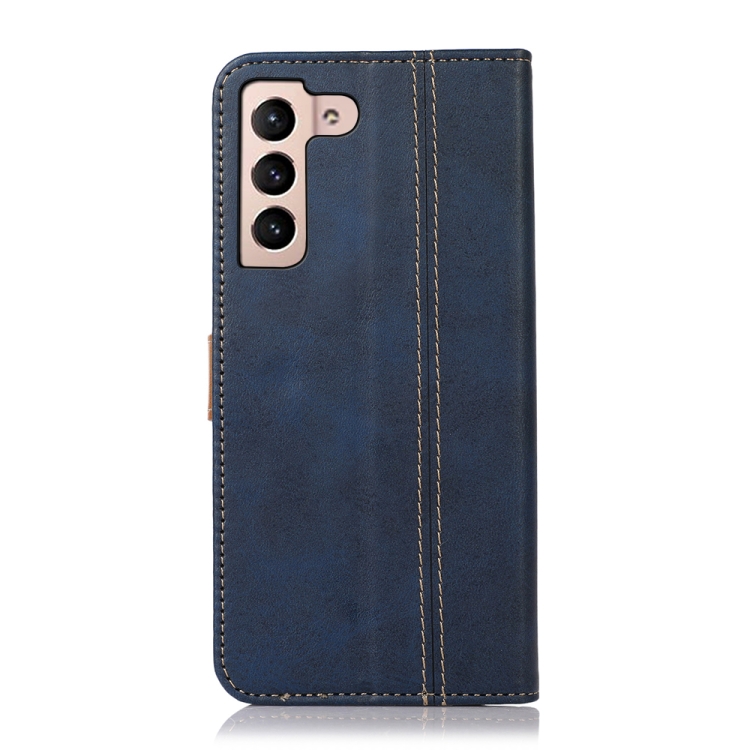 For Samsung Galaxy S22+ 5G Stitching Thread Calf Texture Leather Phone Case(Blue) For Samsung Galaxy S22+ 5G Stitching Thread Calf Texture Leather Phone Case(Blue)