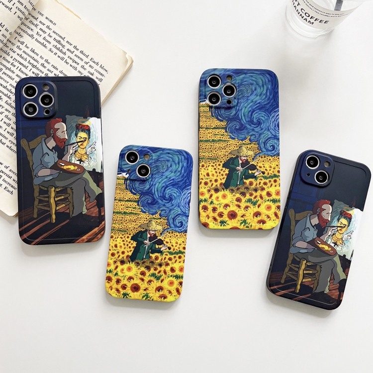 Oil Painting TPU Phone Case For iPhone 12(Sunflower) Oil Painting TPU Phone Case For iPhone 12(Sunflower)
