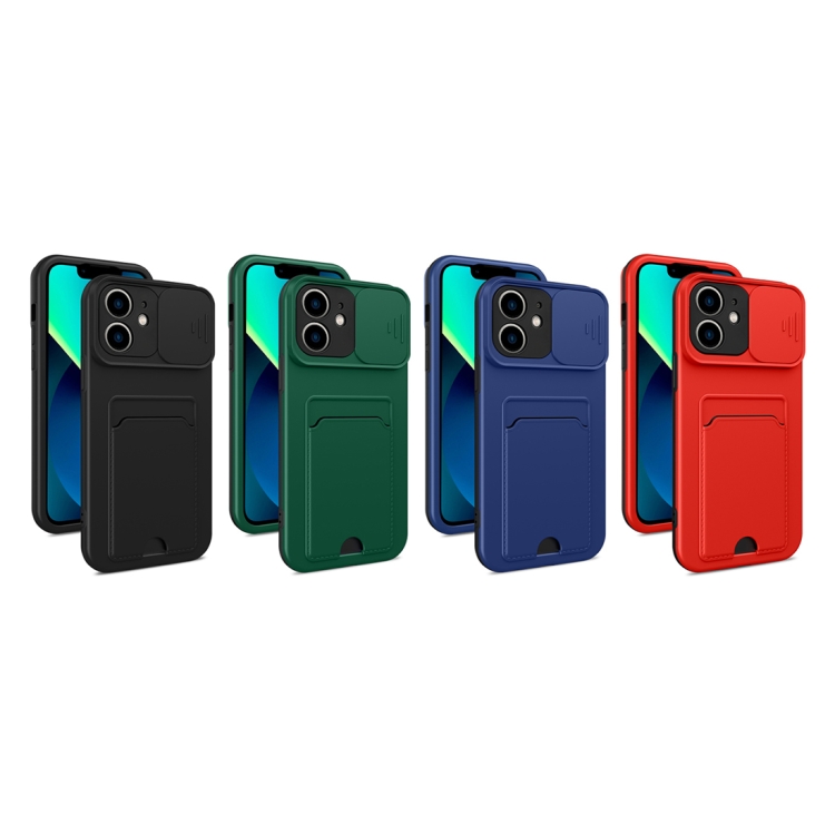 3 in 1 Sliding Camshield Card Phone Case For iPhone 12(Black + Dark Green) 3 in 1 Sliding Camshield Card Phone Case For iPhone 12(Black + Dark Green)
