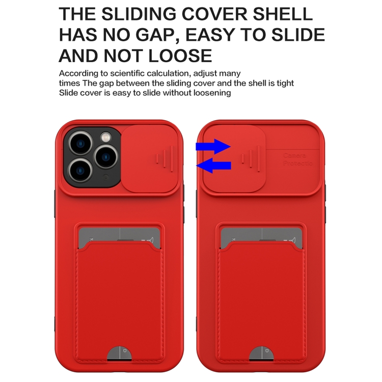 3 in 1 Sliding Camshield Card Phone Case For iPhone 11 Pro Max(Black + Dark Green)