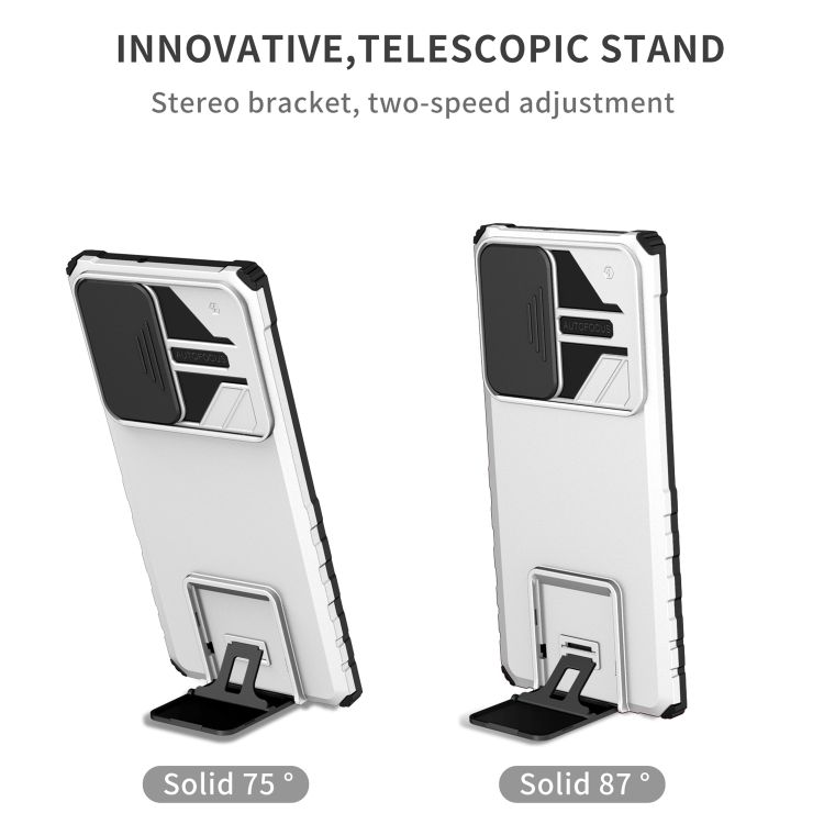 For Samsung Galaxy S22 Ultra 5G Stereoscopic Holder Sliding Camshield Phone Case(White) For Samsung Galaxy S22 Ultra 5G Stereoscopic Holder Sliding Camshield Phone Case(White)