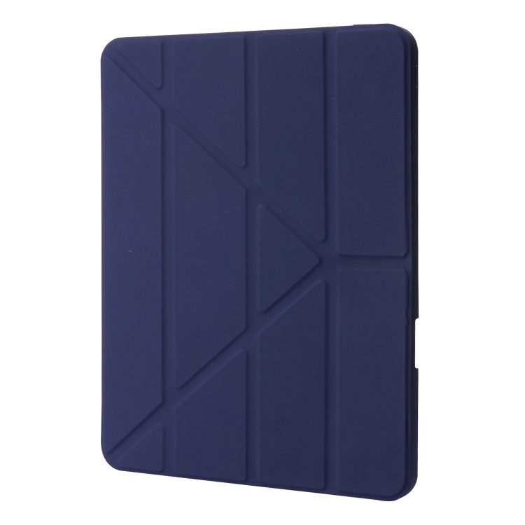 For iPad Air 13 2024 / iPad Pro 12.9 2022 / 2021 / 2020 / 2018 Deformation Transparent Acrylic Leather Tablet Case(Dark Blue)