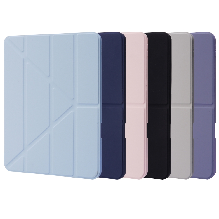 For iPad Air 13 2024 / iPad Pro 12.9 2022 / 2021 / 2020 / 2018 Deformation Transparent Acrylic Leather Tablet Case(Dark Blue)