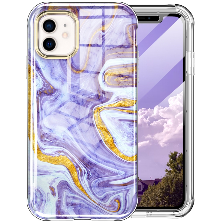 For iPhone 12 mini 360 Full Body Painted Phone Case (Marble L14)