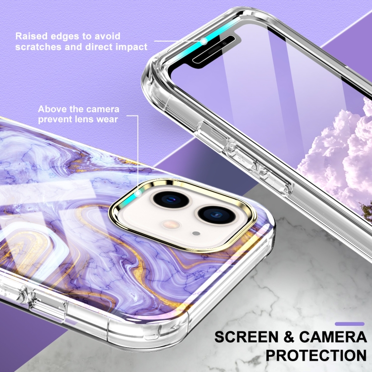 For iPhone 12 mini 360 Full Body Painted Phone Case (Marble L14)