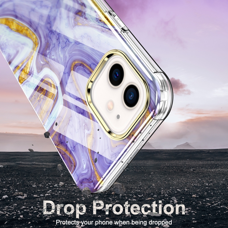 For iPhone 12 mini 360 Full Body Painted Phone Case (Marble L14)