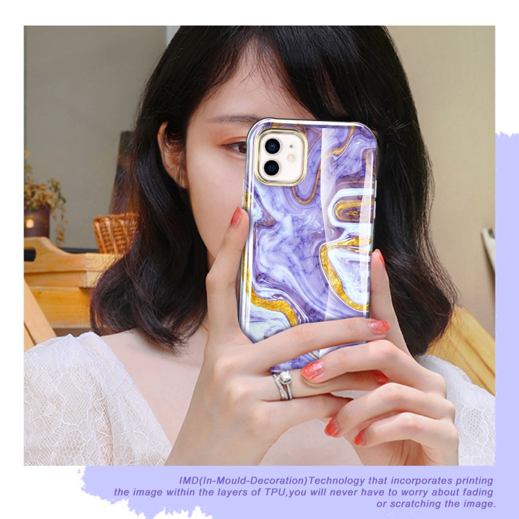 For iPhone 12 mini 360 Full Body Painted Phone Case (Marble L14)