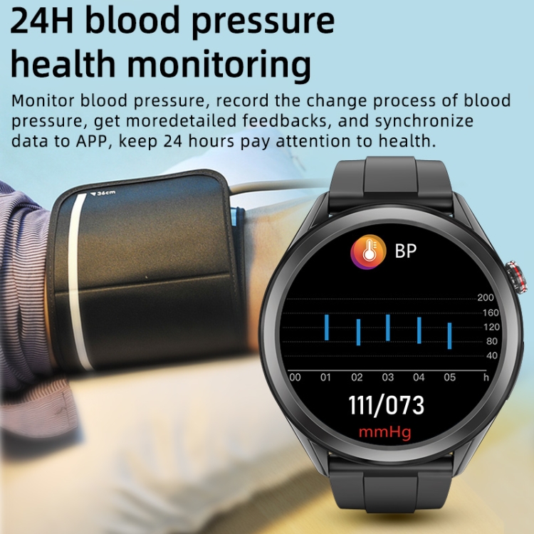 W10 1.3 pulgadas PPG y ECG Smart Health Watch, soporte de monitorización de frecuencia cardíaca/presión arterial, monitoreo de ECG, monitoreo de oxígeno/temperatura corporal (negro+rojo) - B2
