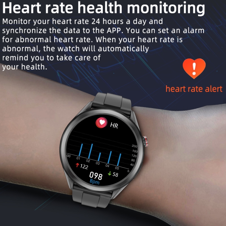 W10 1.3 pulgadas PPG y ECG Smart Health Watch, soporte de monitorización de frecuencia cardíaca/presión arterial, monitoreo de ECG, monitoreo de oxígeno/temperatura corporal (negro+rojo) - B4