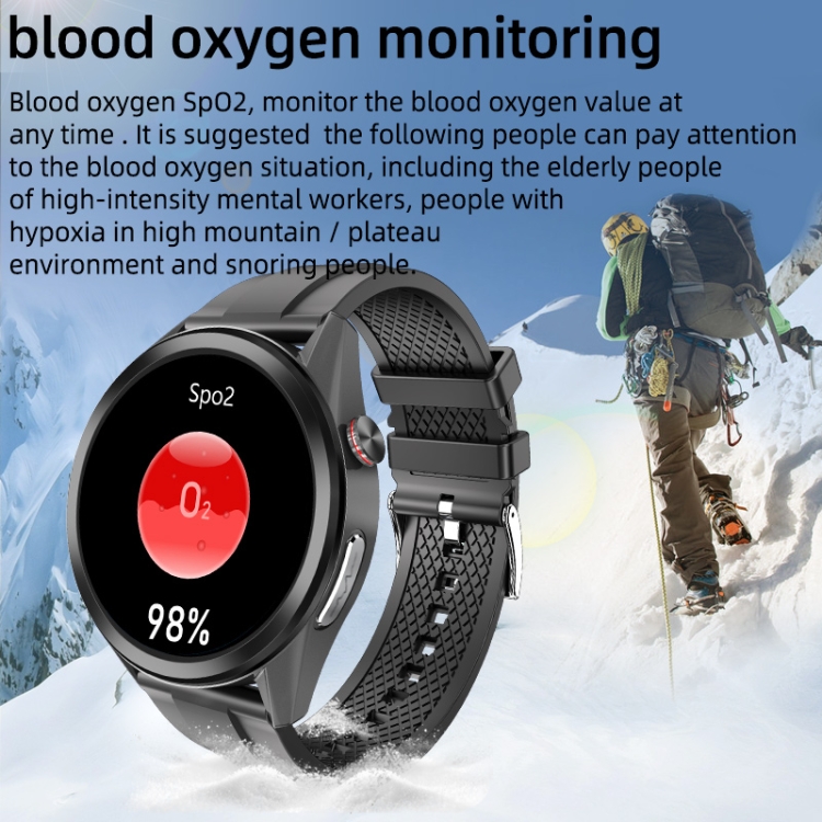 W10 1.3 pulgadas PPG y ECG Smart Health Watch, soporte de monitorización de frecuencia cardíaca/presión arterial, monitoreo de ECG, monitoreo de oxígeno/temperatura corporal (negro+rojo) - B5