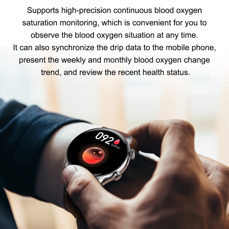 HK8PRO 1.36 pulgadas de cuero de pantalla AMOLED Reloj inteligente, soporte de la función NFC / Monitoreo de oxígeno de sangre (negro) - B4