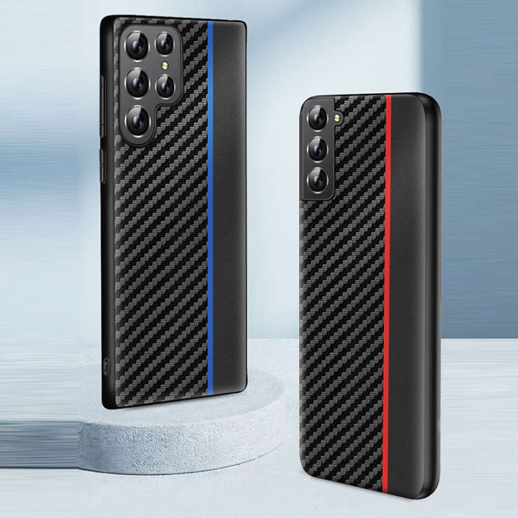 For Samsung Galaxy S22+ 5G Ultra-thin Carbon Fiber Texture Splicing Phone Case(Red) For Samsung Galaxy S22+ 5G Ultra-thin Carbon Fiber Texture Splicing Phone Case(Red)