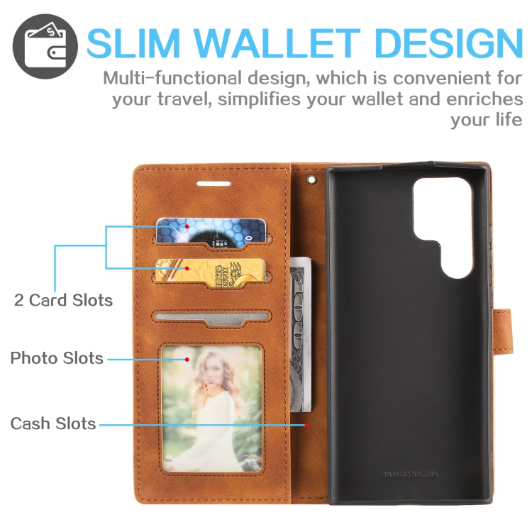 For Samsung Galaxy S22 Ultra 5G Skin Feel Anti-theft Brush Leather Phone Case(Brown) For Samsung Galaxy S22 Ultra 5G Skin Feel Anti-theft Brush Leather Phone Case(Brown)