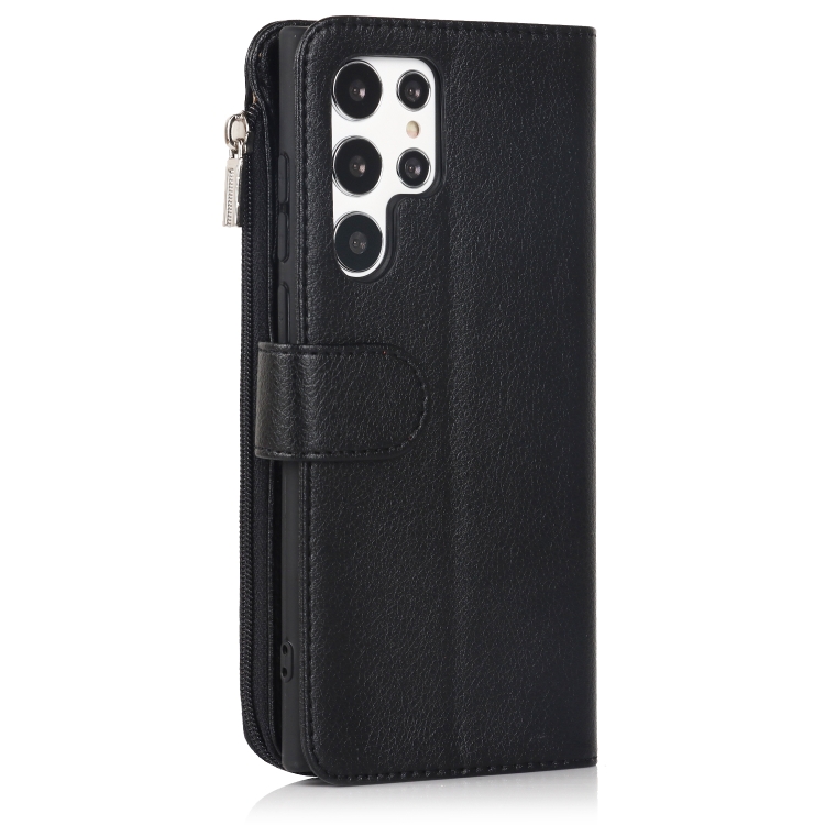 For Samsung Galaxy S22 Ultra 5G Microfiber Zipper Horizontal Flip Leather Case(Black) For Samsung Galaxy S22 Ultra 5G Microfiber Zipper Horizontal Flip Leather Case(Black)