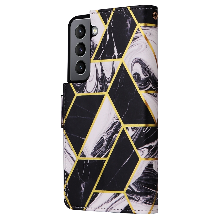For Samsung Galaxy S22 5G Marble Bronzing Stitching Leather Phone Case(Black) For Samsung Galaxy S22 5G Marble Bronzing Stitching Leather Phone Case(Black)
