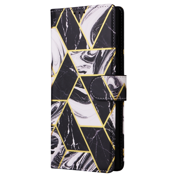 For Samsung Galaxy S22 Ultra 5G Marble Bronzing Stitching Leather Phone Case(Black) For Samsung Galaxy S22 Ultra 5G Marble Bronzing Stitching Leather Phone Case(Black)