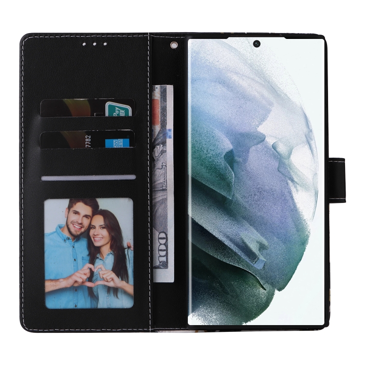 For Samsung Galaxy S22 Ultra 5G Marble Bronzing Stitching Leather Phone Case(Black) For Samsung Galaxy S22 Ultra 5G Marble Bronzing Stitching Leather Phone Case(Black)