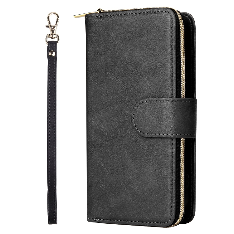 For iPhone 13 mini 9 Card Slots Zipper Wallet Bag Leather Phone Case (Black) For iPhone 13 mini 9 Card Slots Zipper Wallet Bag Leather Phone Case (Black)
