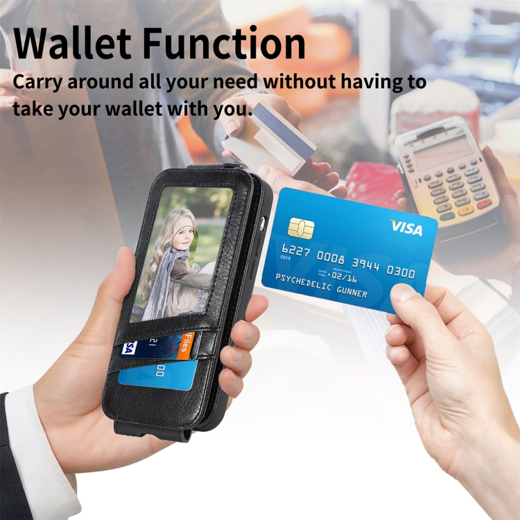 Zipper Wallet Vertical Flip Leather Phone Case For iPhone 11 Pro(Black)