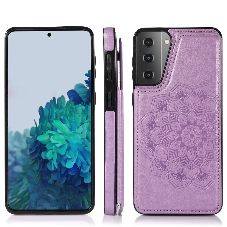 For Samsung Galaxy S21+ 5G Double Buckle Mandala PU+TPU Phone Case(Purple) For Samsung Galaxy S21+ 5G Double Buckle Mandala PU+TPU Phone Case(Purple)