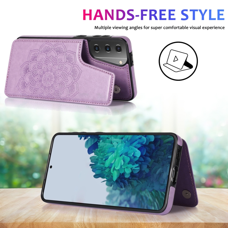 For Samsung Galaxy S21+ 5G Double Buckle Mandala PU+TPU Phone Case(Purple) For Samsung Galaxy S21+ 5G Double Buckle Mandala PU+TPU Phone Case(Purple)