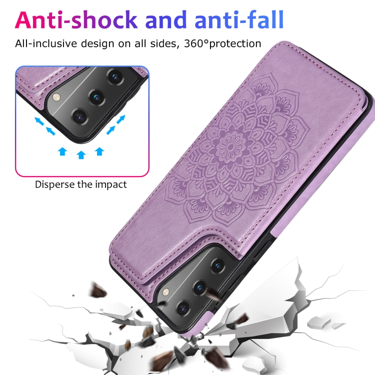 For Samsung Galaxy S21+ 5G Double Buckle Mandala PU+TPU Phone Case(Purple) For Samsung Galaxy S21+ 5G Double Buckle Mandala PU+TPU Phone Case(Purple)