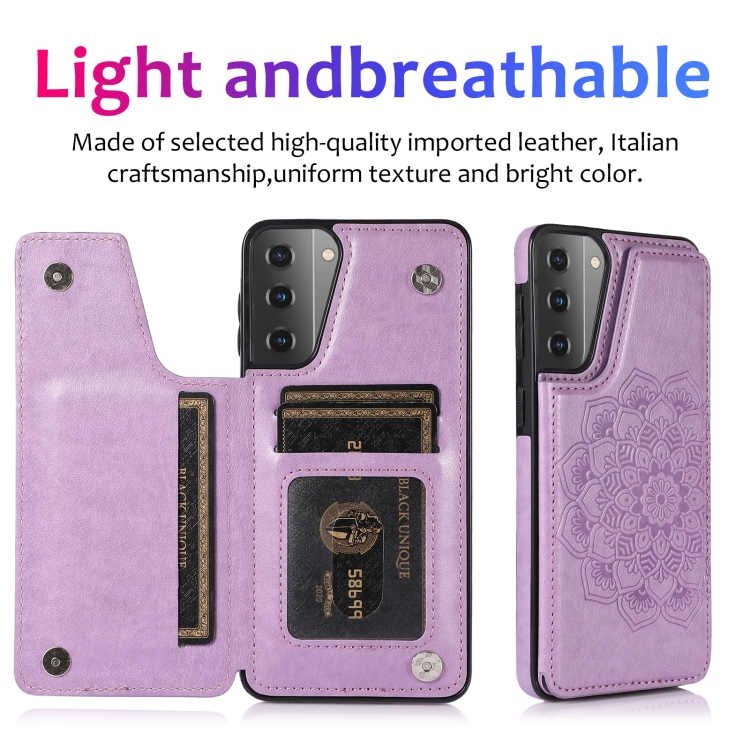 For Samsung Galaxy S21+ 5G Double Buckle Mandala PU+TPU Phone Case(Purple) For Samsung Galaxy S21+ 5G Double Buckle Mandala PU+TPU Phone Case(Purple)