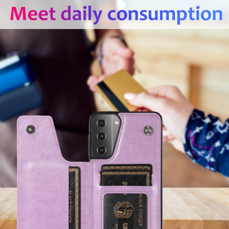 For Samsung Galaxy S21+ 5G Double Buckle Mandala PU+TPU Phone Case(Purple) For Samsung Galaxy S21+ 5G Double Buckle Mandala PU+TPU Phone Case(Purple)